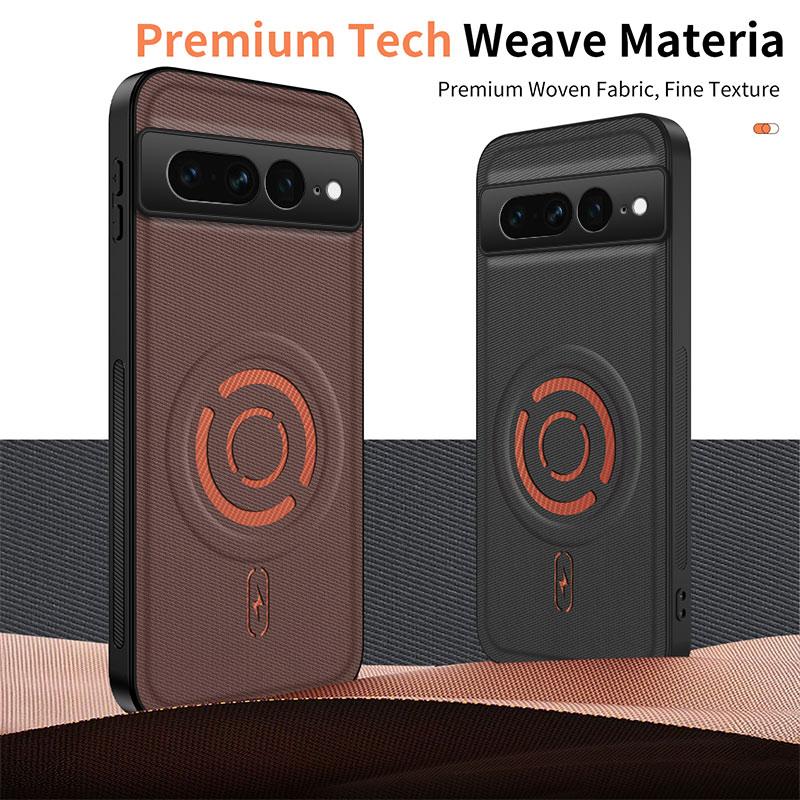 For Google Pixel 7 Pro WANLONFENG Tech Fabric Texture Magnetic PC Hybrid TPU Phone Case(Black)
