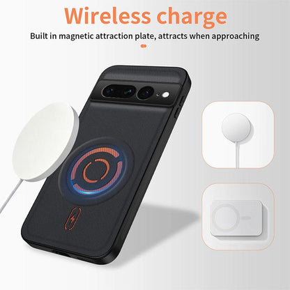 For Google Pixel 7 Pro WANLONFENG Tech Fabric Texture Magnetic PC Hybrid TPU Phone Case(Coffee)