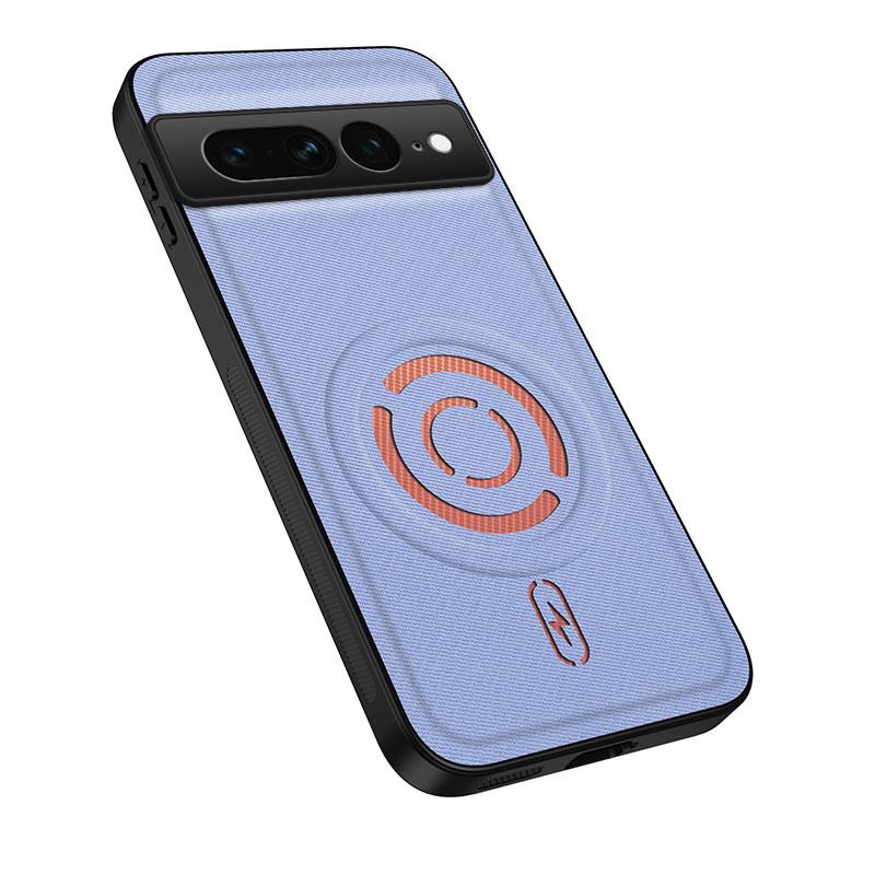 For Google Pixel 7 Pro WANLONFENG Tech Fabric Texture Magnetic PC Hybrid TPU Phone Case(Blue)