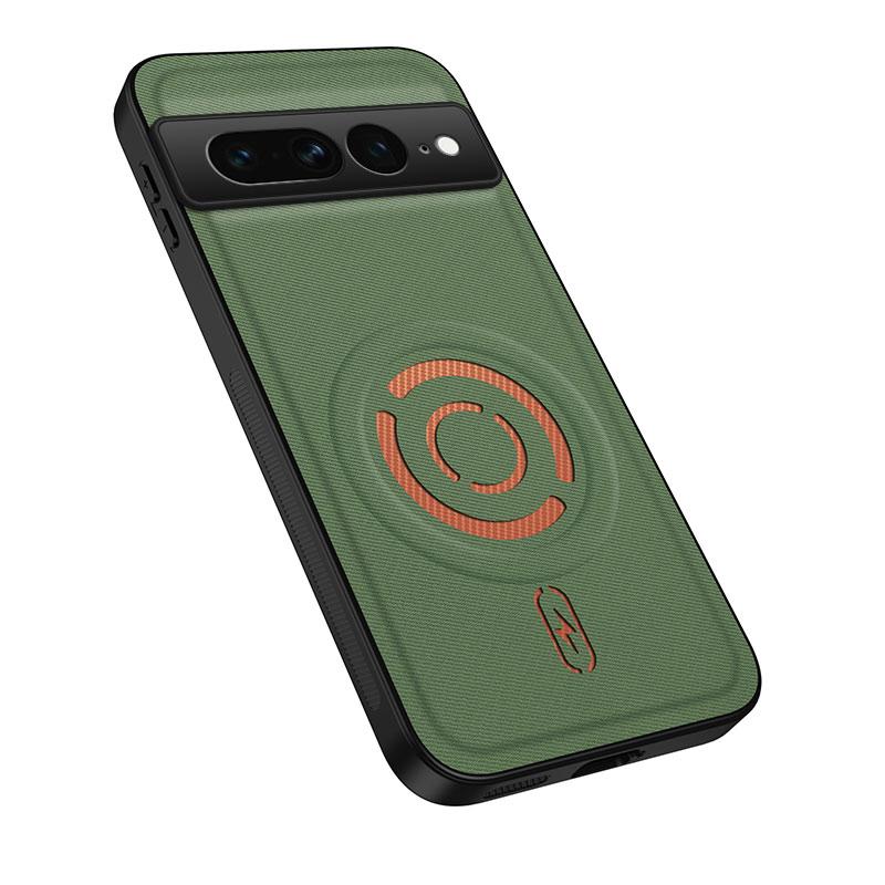 For Google Pixel 7 Pro WANLONFENG Tech Fabric Texture Magnetic PC Hybrid TPU Phone Case(Green)