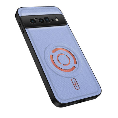 For Google Pixel 6 Pro WANLONFENG Tech Fabric Texture Magnetic PC Hybrid TPU Phone Case(Blue)
