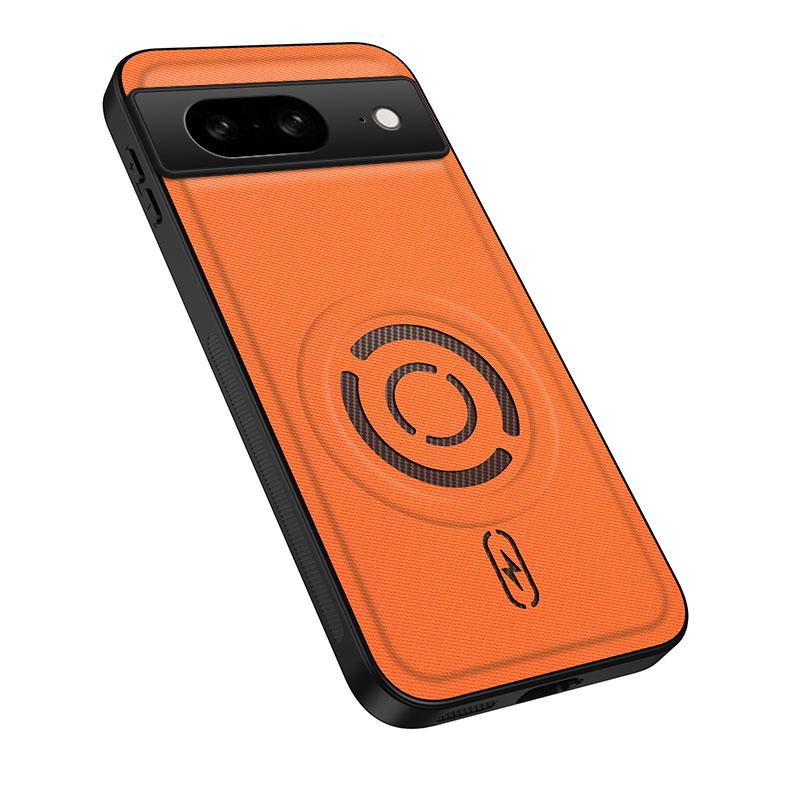 For Google Pixel 6a WANLONFENG Tech Fabric Texture Magnetic PC Hybrid TPU Phone Case(Orange)