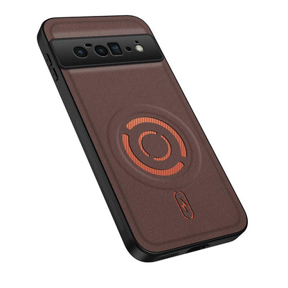 For Google Pixel 6 WANLONFENG Tech Fabric Texture Magnetic PC Hybrid TPU Phone Case(Coffee)