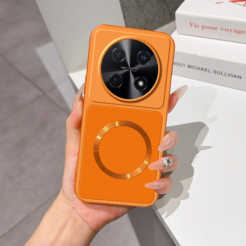 For Huawei Enjoy 70 Pro Lambskin Series Magnetic Skin Feel Phone Case(Orange)