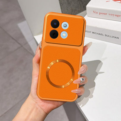 For Huawei Enjoy 90 5G Lambskin Series Magnetic Skin Feel Phone Case(Orange)