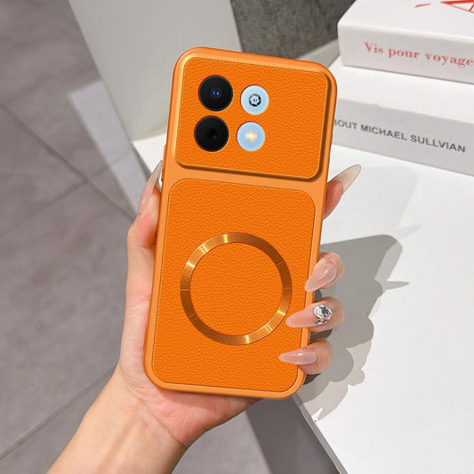 For Huawei Enjoy 90 5G Lambskin Series Magnetic Skin Feel Phone Case(Orange)