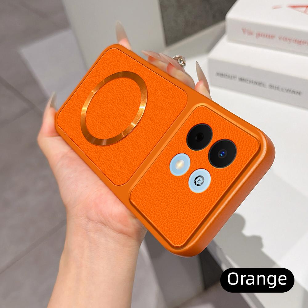 For Huawei Enjoy 90 5G Lambskin Series Magnetic Skin Feel Phone Case(Orange)