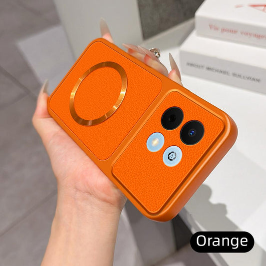 For Huawei Enjoy 90 5G Lambskin Series Magnetic Skin Feel Phone Case(Orange)