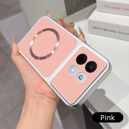 For Huawei Enjoy 90 5G Lambskin Series Magnetic Skin Feel Phone Case(Pink)