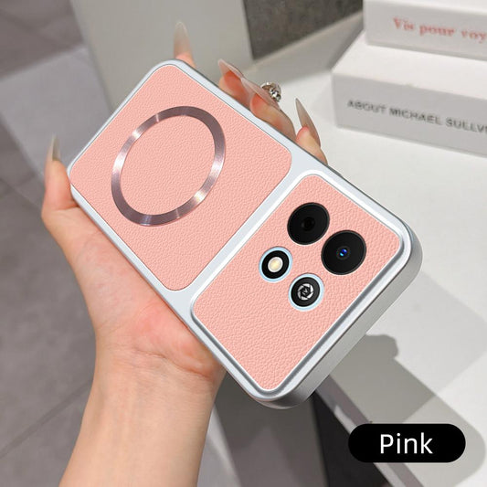 For Huawei Enjoy 90 Plus 5G Lambskin Series Magnetic Skin Feel Phone Case(Pink)