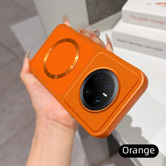 For Huawei Mate 70 Lambskin Series Magnetic Skin Feel Phone Case(Orange)