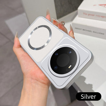 For Huawei Mate 80 Lambskin Series Magnetic Skin Feel Phone Case(Silver)