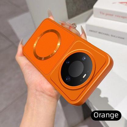 For Huawei Mate 80 Pro Lambskin Series Magnetic Skin Feel Phone Case(Orange)