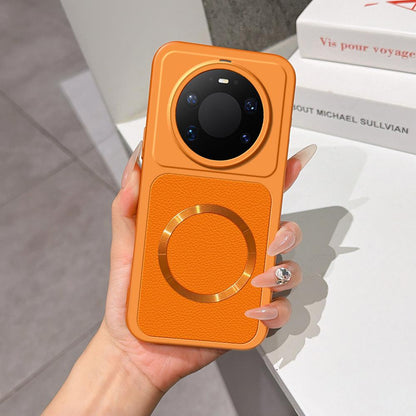 For Huawei Mate 80 Pro Max Lambskin Series Magnetic Skin Feel Phone Case(Orange)