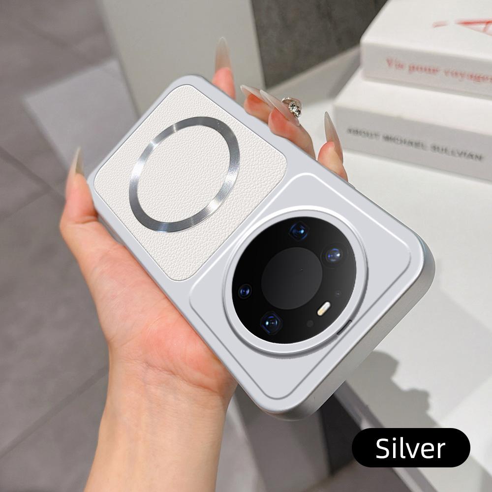 For Huawei Mate 80 Pro Max Lambskin Series Magnetic Skin Feel Phone Case(Silver)