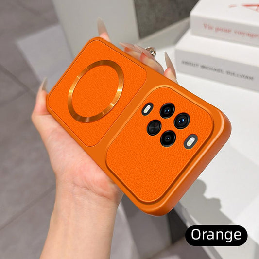 For Huawei nova 14 Pro Lambskin Series Magnetic Skin Feel Phone Case(Orange)