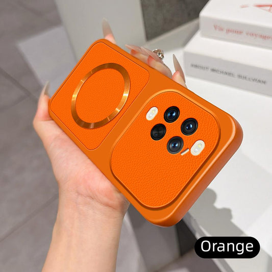 For Huawei nova 14 Ultra Lambskin Series Magnetic Skin Feel Phone Case(Orange)