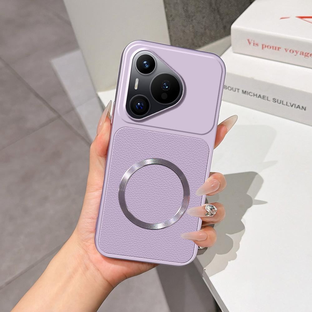 For Huawei Pura 70 Lambskin Series Magnetic Skin Feel Phone Case(Purple)