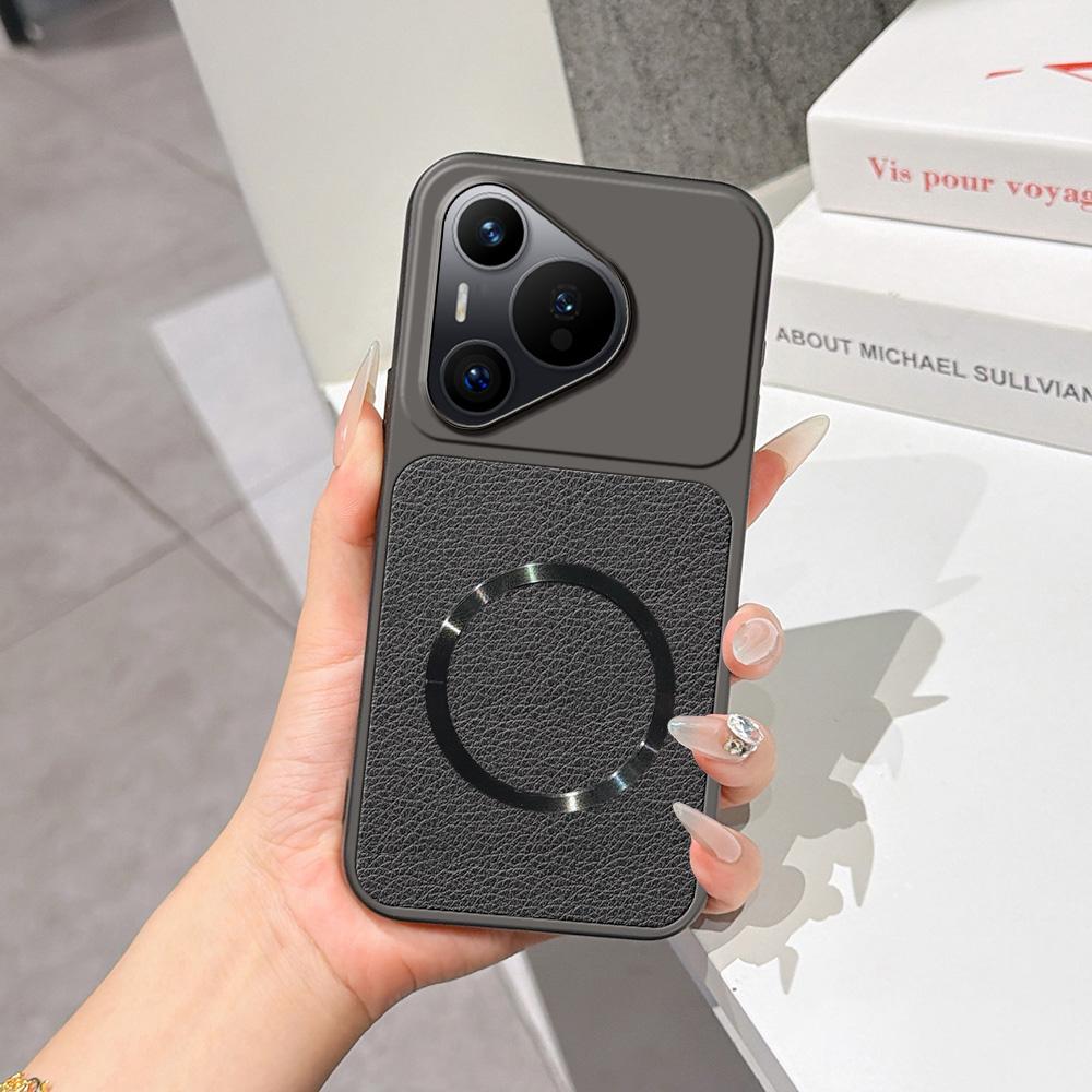 For Huawei Pura 70 Lambskin Series Magnetic Skin Feel Phone Case(Black)