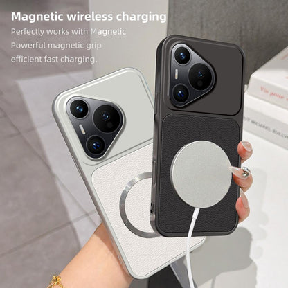 For Huawei Pura 70 Lambskin Series Magnetic Skin Feel Phone Case(Black)