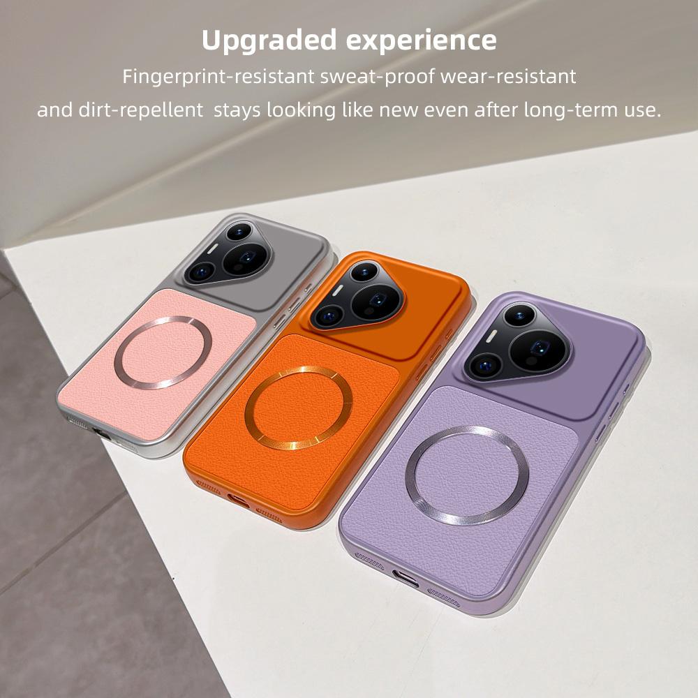 For Huawei Pura 70 Pro Lambskin Series Magnetic Skin Feel Phone Case(Orange)