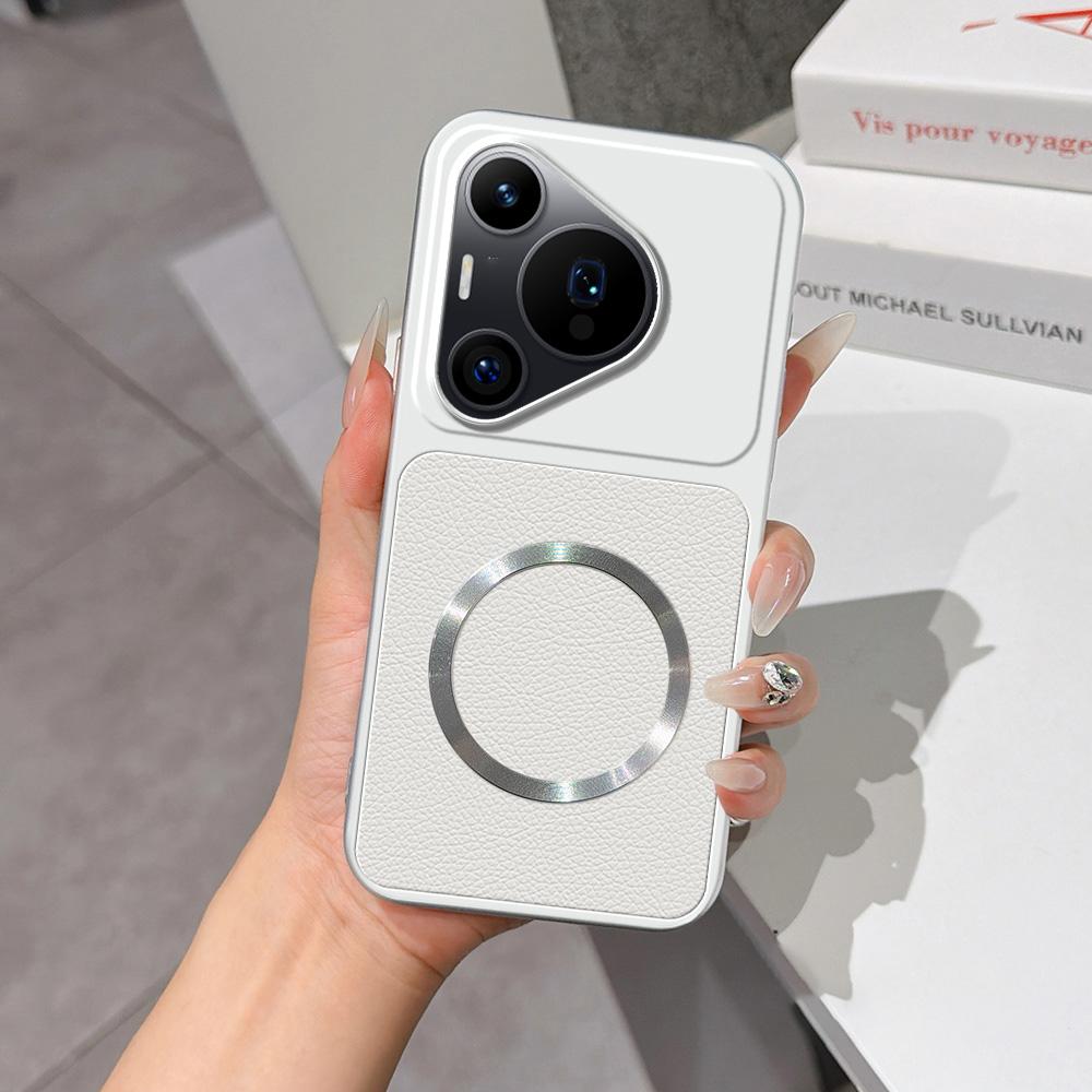 For Huawei Pura 70 Pro Lambskin Series Magnetic Skin Feel Phone Case(Silver)