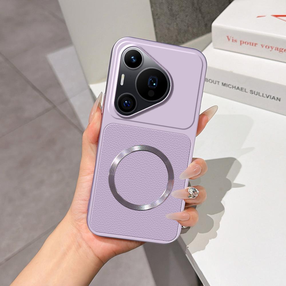 For Huawei Pura 70 Pro Lambskin Series Magnetic Skin Feel Phone Case(Purple)