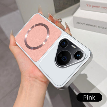 For Huawei Pura 70 Pro Lambskin Series Magnetic Skin Feel Phone Case(Pink)
