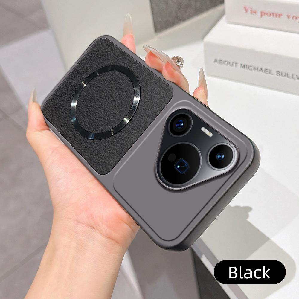 For Huawei Pura 70 Pro Lambskin Series Magnetic Skin Feel Phone Case(Black)