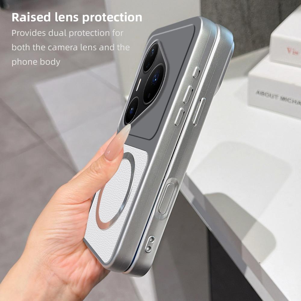 For Huawei Pura 80 Pro 5G Lambskin Series Magnetic Skin Feel Phone Case(Silver)