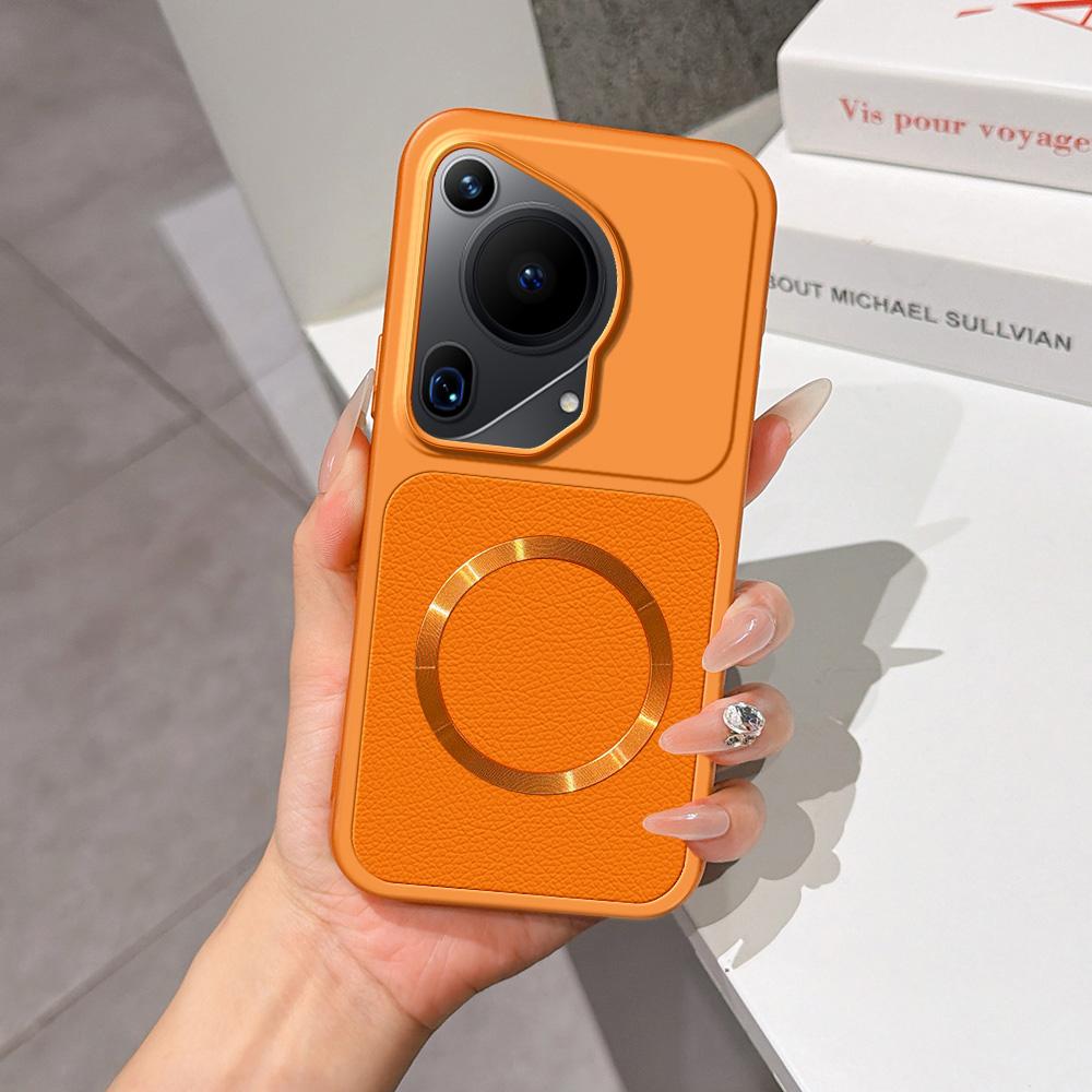 For Huawei Pura 70 Ultra Lambskin Series Magnetic Skin Feel Phone Case(Orange)