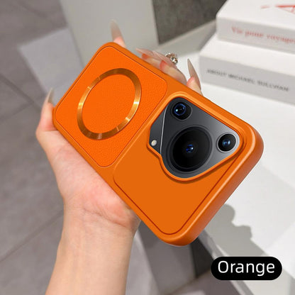For Huawei Pura 70 Ultra Lambskin Series Magnetic Skin Feel Phone Case(Orange)