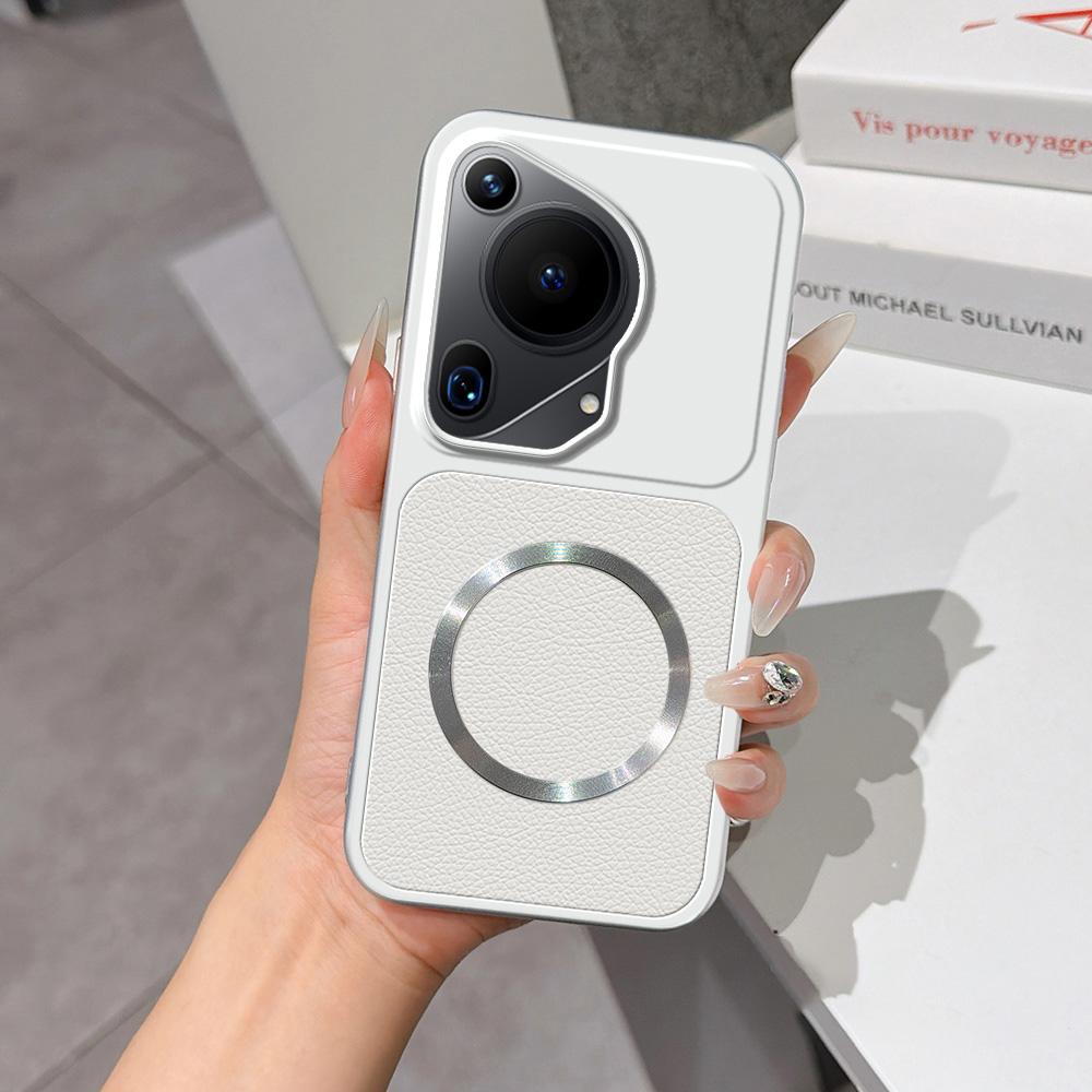 For Huawei Pura 70 Ultra Lambskin Series Magnetic Skin Feel Phone Case(Silver)