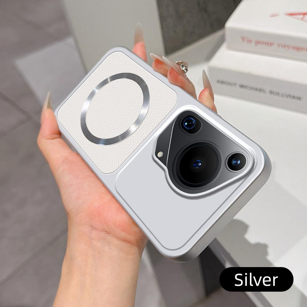 For Huawei Pura 70 Ultra Lambskin Series Magnetic Skin Feel Phone Case(Silver)