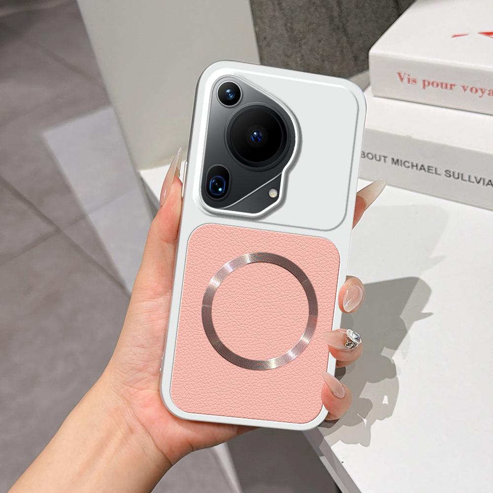 For Huawei Pura 70 Ultra Lambskin Series Magnetic Skin Feel Phone Case(Pink)