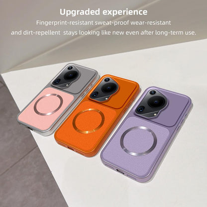 For Huawei Pura 70 Ultra Lambskin Series Magnetic Skin Feel Phone Case(Pink)