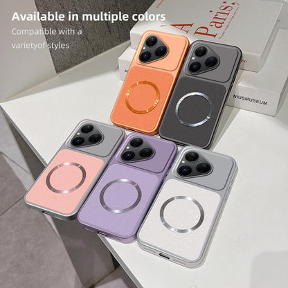 For Huawei Pura 80 5G Lambskin Series Magnetic Skin Feel Phone Case(Silver)