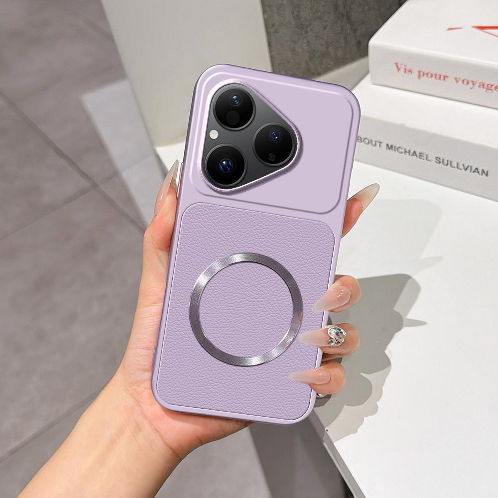 For Huawei Pura 80 5G Lambskin Series Magnetic Skin Feel Phone Case(Purple)