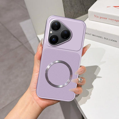 For Huawei Pura 80 5G Lambskin Series Magnetic Skin Feel Phone Case(Purple)