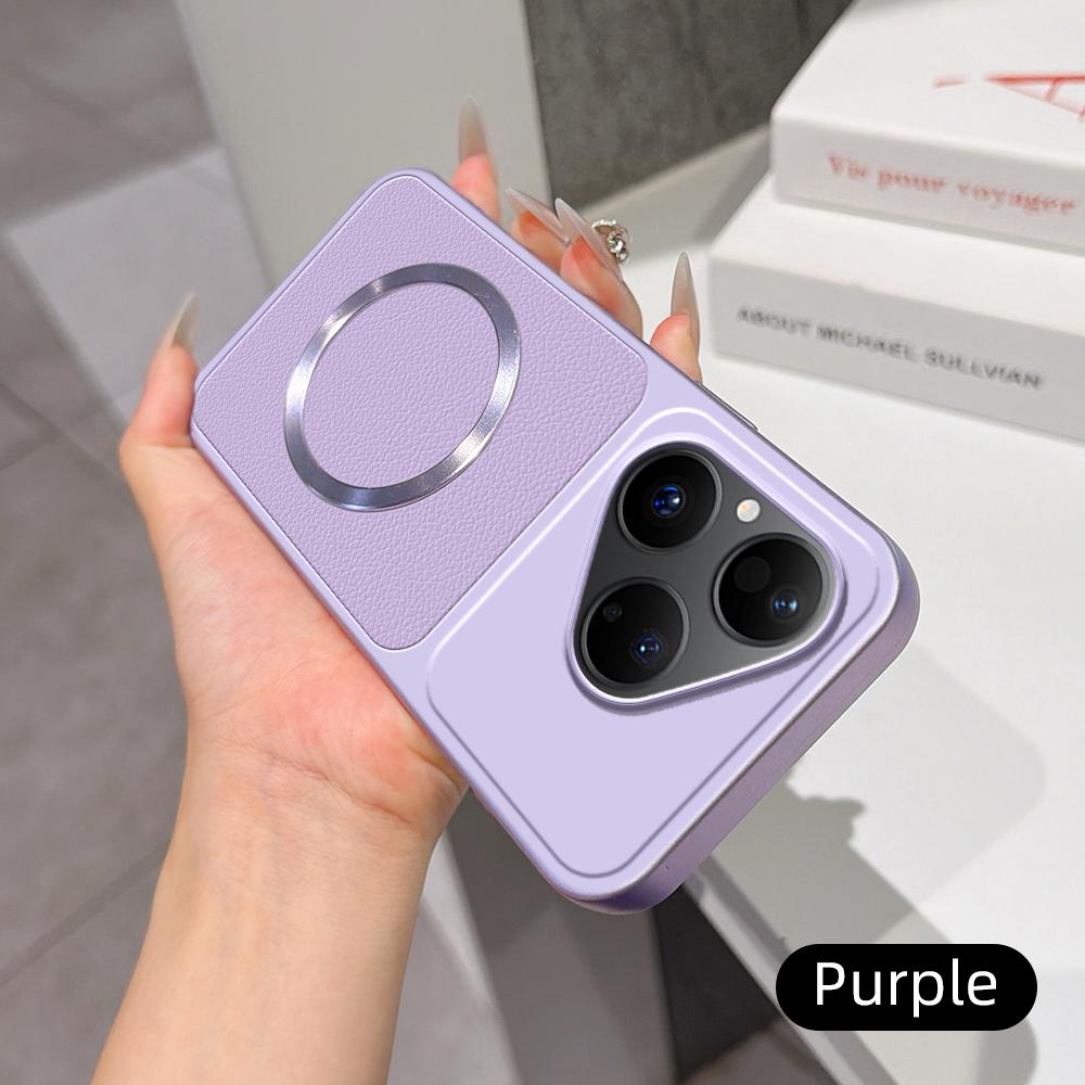 For Huawei Pura 80 5G Lambskin Series Magnetic Skin Feel Phone Case(Purple)