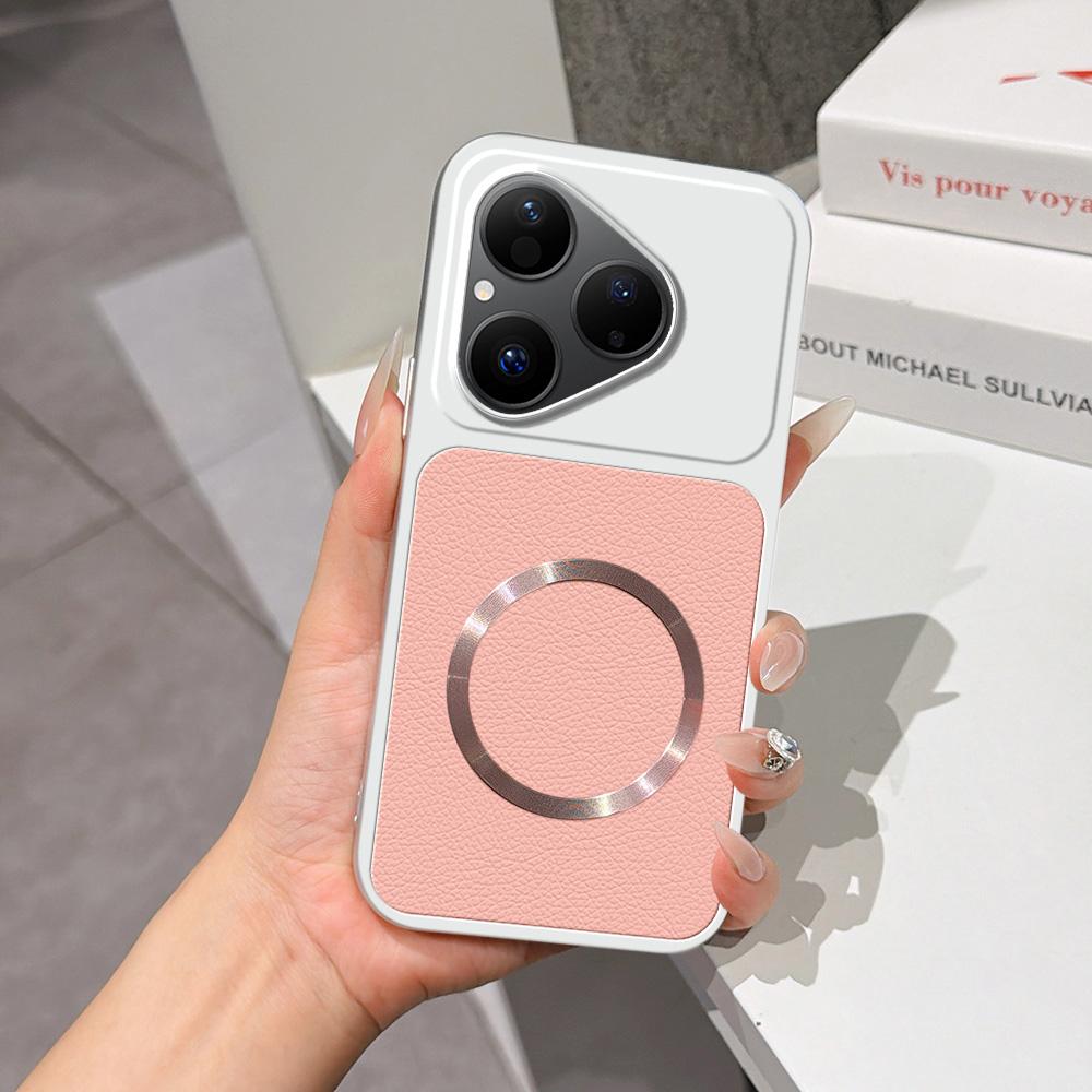 For Huawei Pura 80 5G Lambskin Series Magnetic Skin Feel Phone Case(Pink)