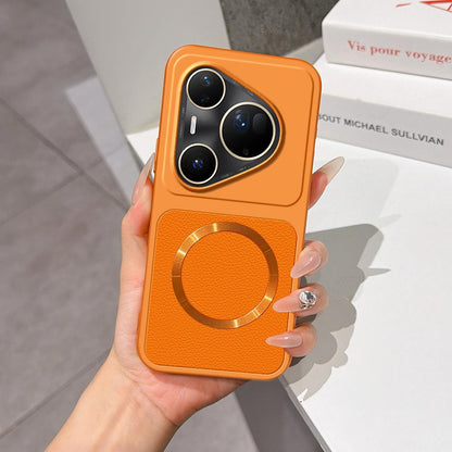 For Huawei Pura 80 Ultra 5G Lambskin Series Magnetic Skin Feel Phone Case(Orange)