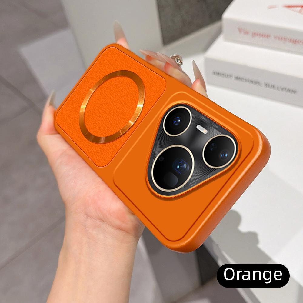 For Huawei Pura 80 Ultra 5G Lambskin Series Magnetic Skin Feel Phone Case(Orange)