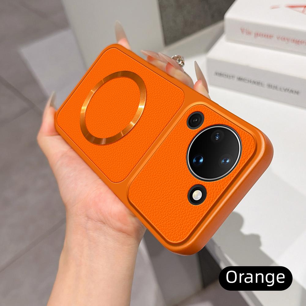 For Huawei Pura 90 5G Lambskin Series Magnetic Skin Feel Phone Case(Orange)