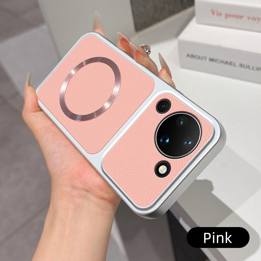 For Huawei Pura 90 5G Lambskin Series Magnetic Skin Feel Phone Case(Pink)
