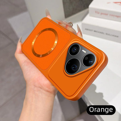 For Huawei Pura 90 Pro 5G Lambskin Series Magnetic Skin Feel Phone Case(Orange)