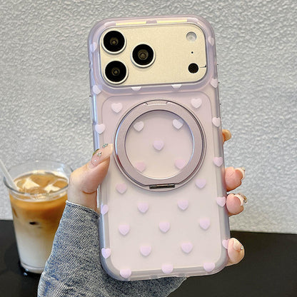 For iPhone 17 Pro Max Double-sided Gradient Heart 360 Degree Magnetic Holder Phone Case(Purple)