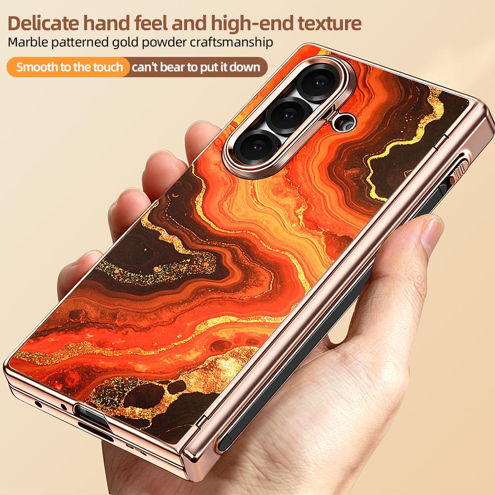 For Galaxy Z Fold8 Ultra 5G VIETAO Amber Series Integrated Privacy Screen Protector Magnetic Phone Case with Stylus(Orange Gold)