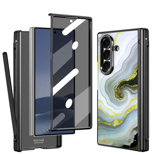 For Galaxy Z Fold8 Ultra 5G VIETAO Amber Series Integrated Privacy Screen Protector Magnetic Phone Case with Stylus(Grey Gold)