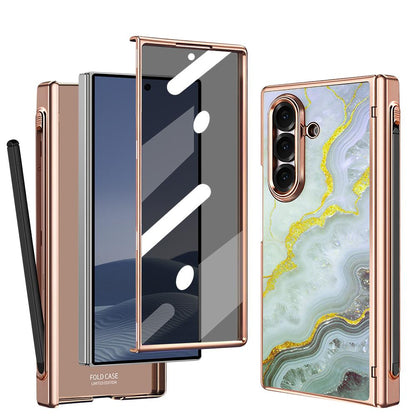 For Samsung Galaxy Z Fold7 5G VIETAO Amber Series Integrated Privacy Screen Protector Magnetic Phone Case with Stylus(Platinum)